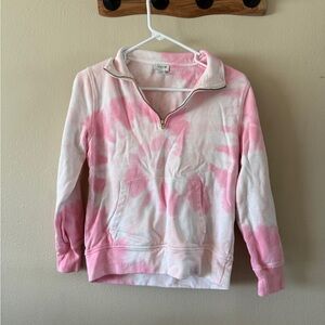 J. Crew Pink White Tie Dye Cotton Quarter Zip Pullover Sweatshirt Size XS Preppy